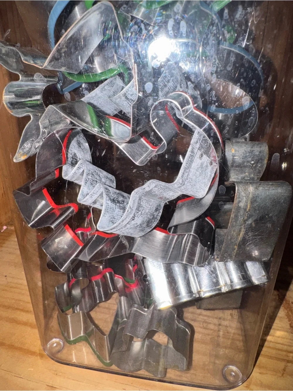 Christmas Cookie Cutter Set - Stainless Steel Shapes in Red, Green, Blue Trims